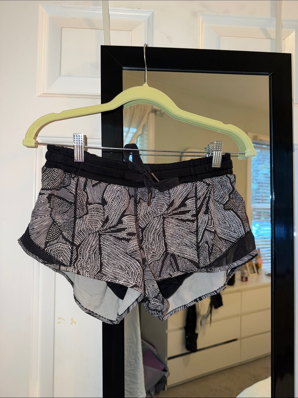 lululemon athletica Black & White Printed Run Shorts